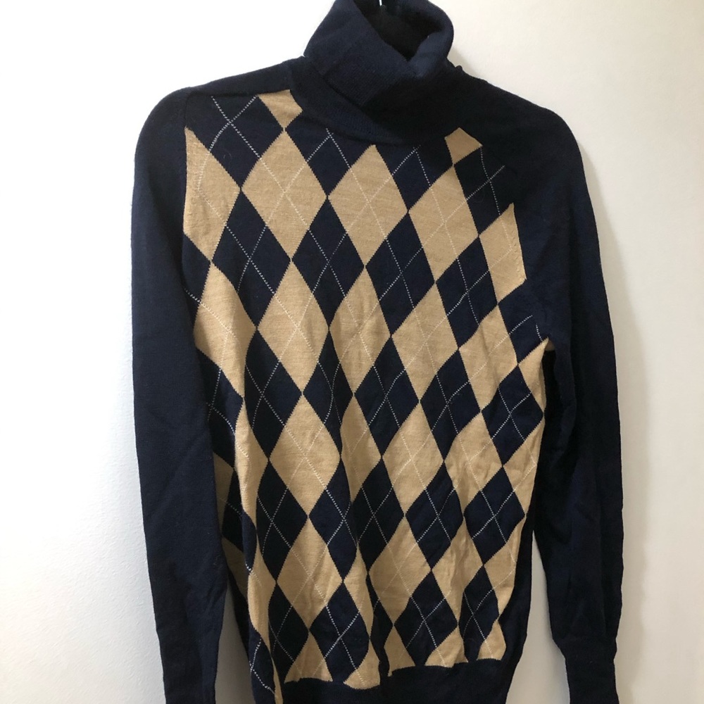 J.Crew argyle turtleneck sweater